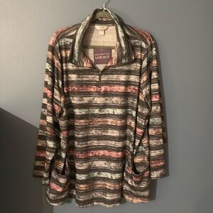 CJ Banks gray striped tunic. 3X NWT!!!